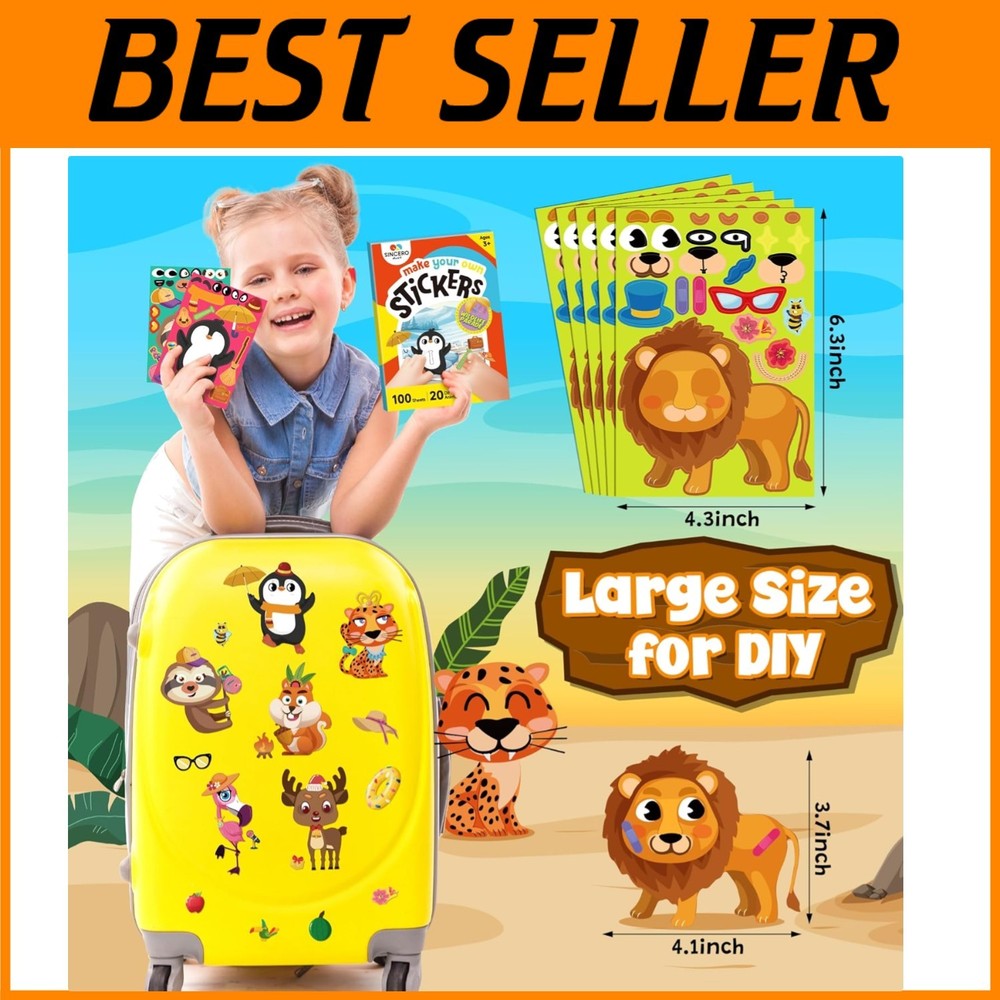Cute Animal Stickers for Kids – 100 Reusable Sheets