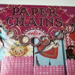 eeBoo Valentine Paper Chain kit featuring vintage-style illustrations of hearts