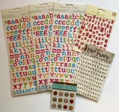 Scrapbooking Stickers Alphabet Letters Numbers Accents Lot of 6
