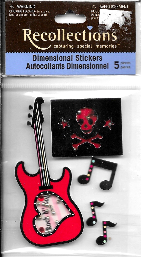 Rock Roll Skull Guitar Shaker box Group Band Music Recollections Stickers