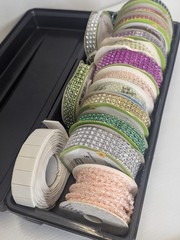 Rhinestone Trim & Adhesive Gem Roll Lot – Mixed Colors – Craft Scrapbook Decor)