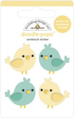 Doodlebug Stickers Doodle-pop 3D Tweethearts Blue Yellow Birds X 4 Birdies