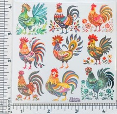 Violette Stickers Bright Counrty Folk Roosters Love Crafts Planner Supply