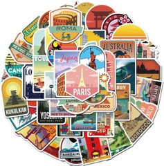 50 Pack Travel World City Landmark USA City Skateboard stickers Waterproof Vinyl