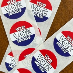 Your Vote Matters Stickers – 250 Pack, Patriotic Red White Blue Election Decals