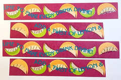 Lemon Lime Cocktail Stickers Glitter Accents 4pc 6″x1″ Borders Tropical Drinks