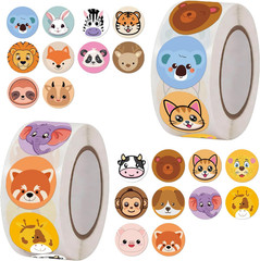 1000Pcs Animal Reward Stickers Roll, Waterproof Cute Cartoon Zoo Decals