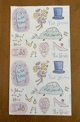 David Walker WEDDING Stickers Modern Slogans “Just Married” Rings, Bouquet