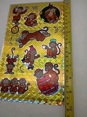 Vintage 1984 Morgan Mark 1 Large Sticker Sheet Prismatic Chrome Monkeys Bananas