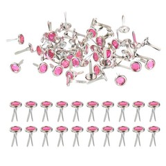 100 Pcs Paper Fasteners Mini Metal Rhinestone Fastener Pink 0.5″x0.3″