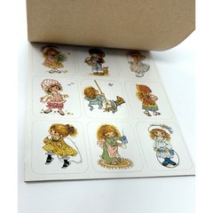 Vtg 70s Cute Little Girls & Critters Kitten Cat Stickers Perk Ups 19 Stickers