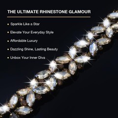 PEARLY JUN 1 Yard Champagne Gold Rhinestone Chain Trim 1 Yard,