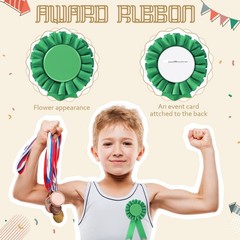 12 PCS Green Blank Award Ribbon Prize 1st Place Rosette Medal Recognition