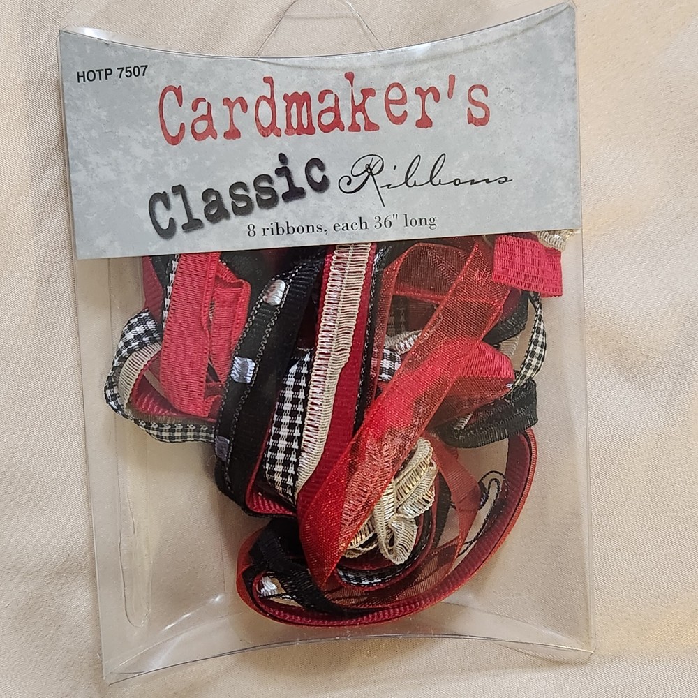 NEW Cardmaker’s Classic Ribbon Red Black 288″ Total, 8 Styles -B