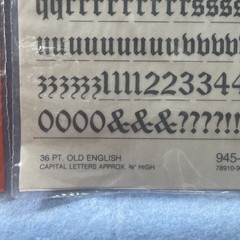 2 PK Wilson jonesTransfer Lettering Capital Letters 3/8 “Old English &pomp 36p