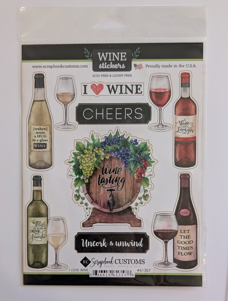 I Love Wine Tasting Flat Scrapbooking Stickers By Scrapbook Customs