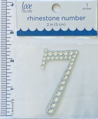 Number 7 Rhinestone Sticker 2″ Clear Silver Glitter Scrapbook Monogram Bling