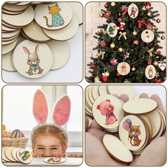 100 Pieces Unfinished Wood Circle – 2 Inch Round Disc Blank Natural Wooden Cu…