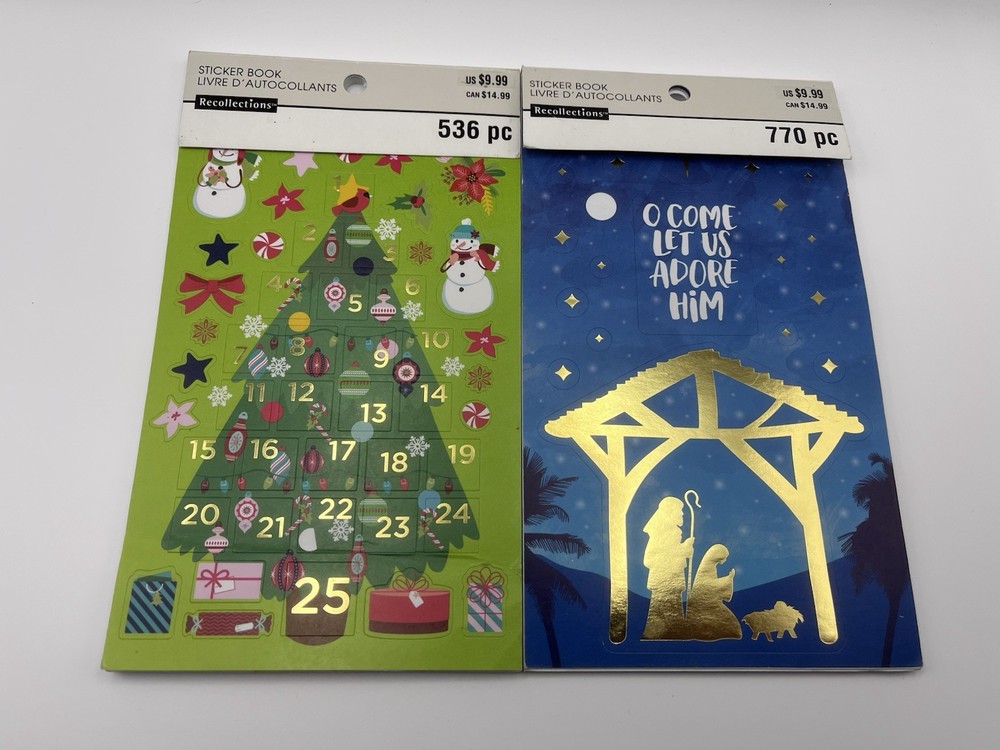 Recollections Christmas Sticker Book Lot of 2 Advent Nativity Partial Sets