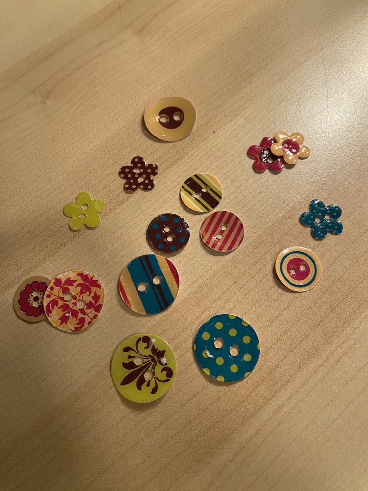 15 Cardboard BUTTONS Art Paper Crafts Cards Journals Embellishments