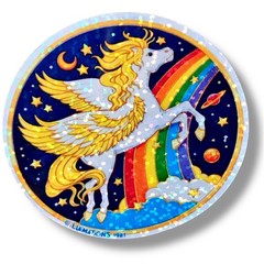 Pegasus Prism Sticker Retro 80s Holographic kawaii Unicorn 90s Holographic Decal