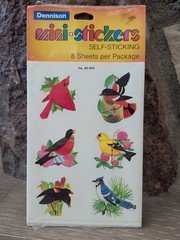 Vintage DENNISON Mini-stickers 8 Sheets Classic Birds Robins/Jays/Etc NIP & NOS