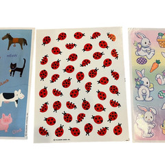 Vintage Hallmark Stickers Farm Animals, Easter Rabbits & Ladybugs 1 sheet each