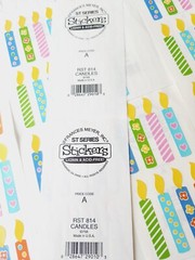 Vintage FMI Frances Meyer Stickers 10 Sheets Small Candles Multi Color 90s