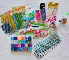 Misc Bundle Lot Sparkle Rhinestone Gem Stickers, Sequins, Some New, Some Used