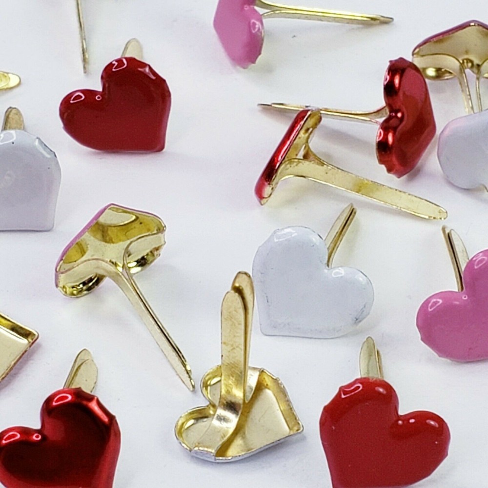 20 Heart Brads SweetHeart Style 4 Clrs Hearts Valentines Day Cards Scrapbooking