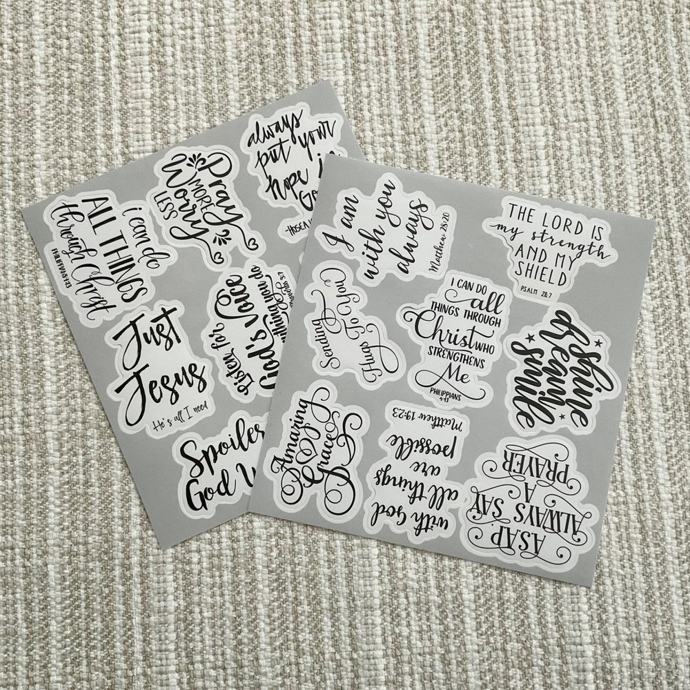 16 Inspirational Christian Faith Stickers, 2” Bible Verse Quote Decals