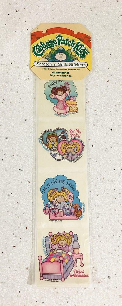 1984 Cabbage Patch Kids Scratch ‘n Sniff Baby Powder Sticker Pack Sealed