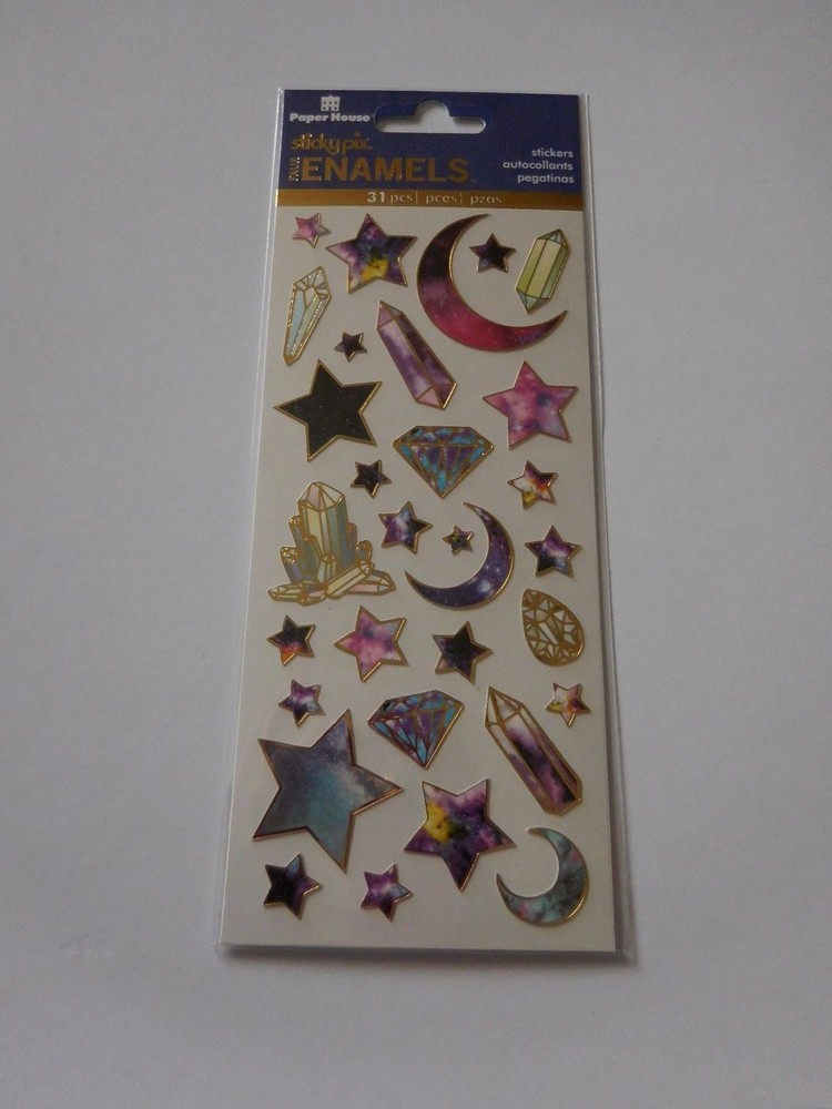 Scrapbooking Crafts Stickers PH Vinyl Gold Trim Star Gazer Moon Crystals Purple