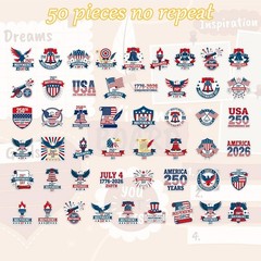 American 250 Stickers Party Favors, 50 Pcs Patriotic Sticker Decals for 250t…