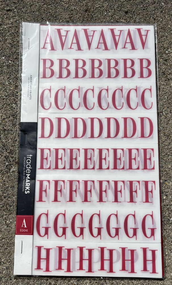 TRADEMARKS EDDIE RED 290 ALPHABET LETTERS NUMBERS WORDS ABC RUB ONS BOOK UPPER