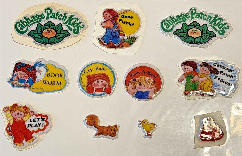 Vintage 1983 Cabbage Patch Kids Puffy Sticker Lot of 11 OAA, Inc.