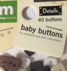 BASIC SQUARE BABY BUTTON(40pc) Making Memories•Mini•Doll•Tiny •Brn•Blk•Wht•Cream