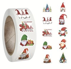500 pcs Sticker Roll 1 Inch Holiday Christmas Elf Gnome Self Adhesive