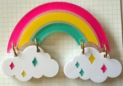 RAINBOW & CLOUD Acrylic Stickers(1pc) Sticko•Colorful *Sky*Raining*Card Making*