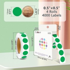 4000 Pack Green Dot Stickers, 1/2 inch Round Circle Label 4 Rolls Permanent A…
