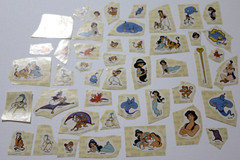 LOT OF 45 VINTAGE VERY RARE DISNEY WORLD CUT ALADDIN STICKERS NEW & UNUSED!
