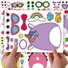 18Pcs Cartoon Make a Face Stickers,Mixed and Matched with 6 Designs Character…