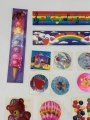Vintage 1980’s LISA FRANK Sticker Lot Strips Light Switch Covers Circles Hearts