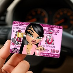Bratz Hot Pink $ Debit Credit Card Vinyl Sticker Decal Money Bank Cash Cover