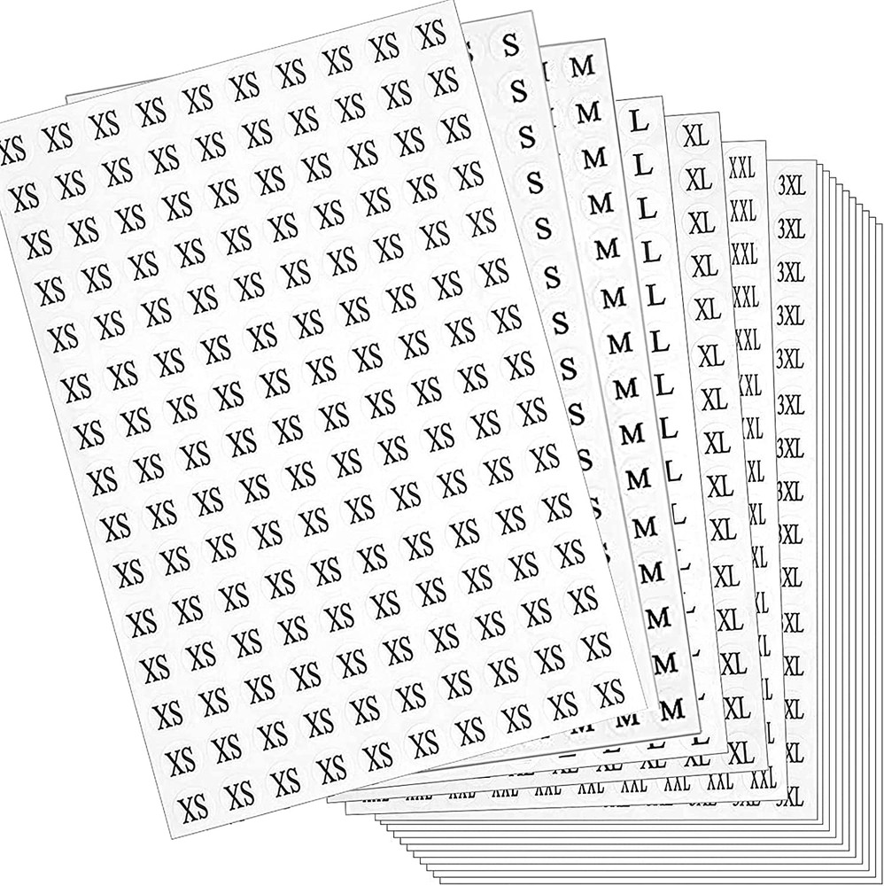 4200 Pcs Clothing Size Stickers, 1/2″ Round Adhesive Labels, 7 Sizes (XS-XXXL)