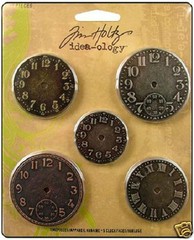 Tim Holtz Idea-ology TIME PIECES 5 CLOCK FACES METAL EMBELLISHMENTS