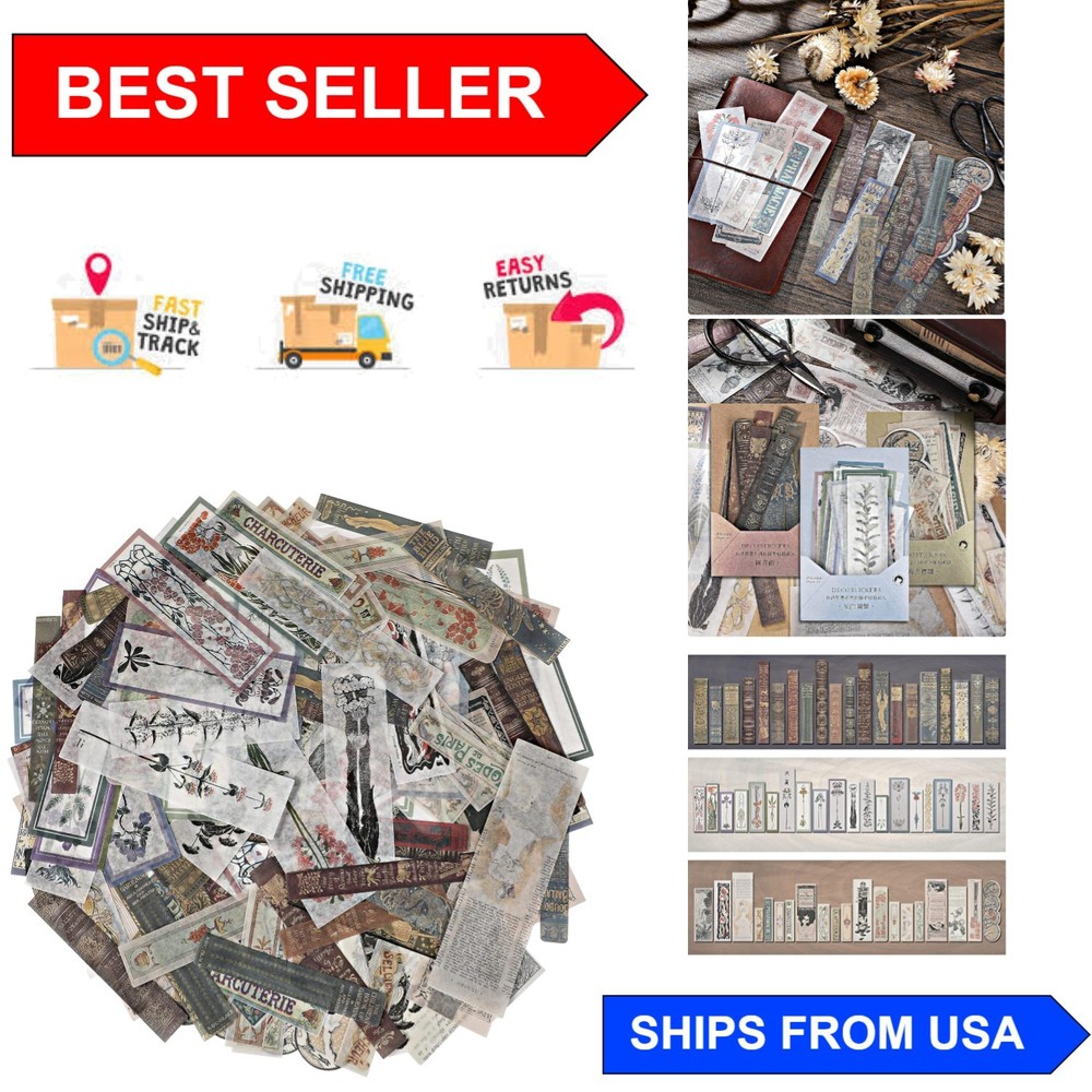 DIY Vintage Washi Stickers – 120 Antique Floral & Book Decals for Paper Crafts