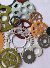 GEARS Die-Cuts(15pc)Steampunk •Cog•Metal•Sprocket•Earthtone•Machine Antique•Spin