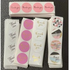 1″ Mini Thank You Stickers 500 pcs Rose gold Pink White Heart Foil- Quarter Size