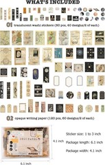 Knaid Vintage Scrapbook Supplies Pack (200 Pieces) for Witchy Junk Journal Bulle